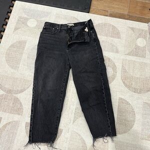 Madewell Balloon Jeans Biscayne Wash Raw-Hem Edition Black Gray Taper Size 28